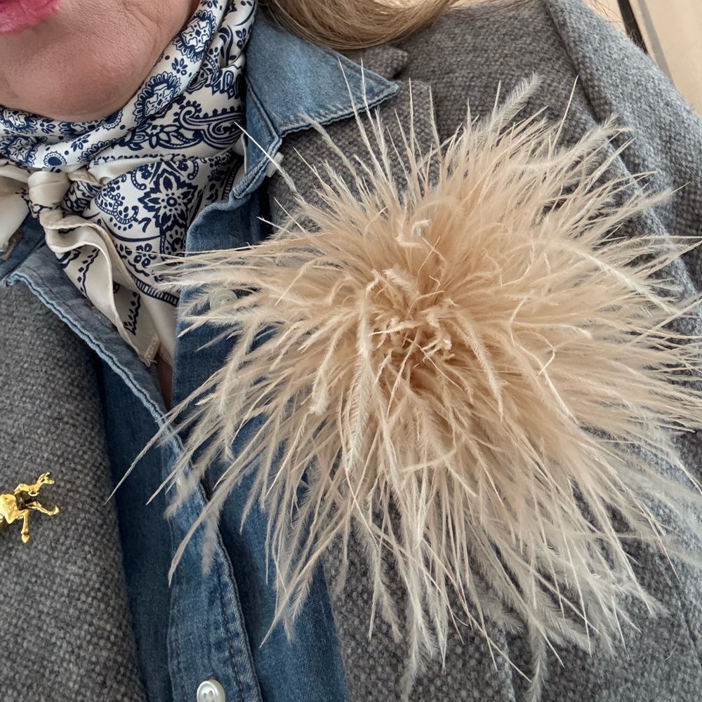 Fabulous Feather Brooches- several colors Black, Pink, Brown, Cream, Blue/Grey - Picture 7 of 8